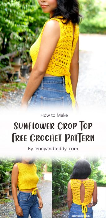 Sunflower Crop Top Free Crochet Pattern By jennyandteddy. com