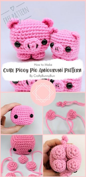 Cube Piggy Pig Amigurumi Pattern By CraftyBunnyBun