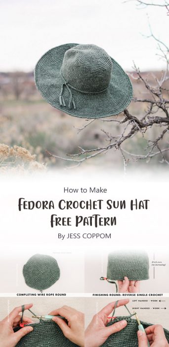 Fedora Crochet Sun Hat – Free Pattern By JESS COPPOM