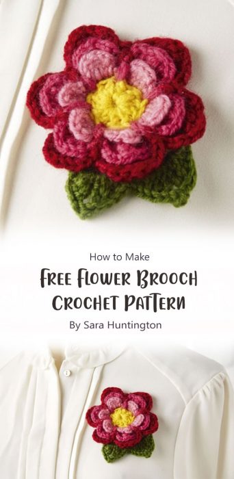 Free Flower Brooch Crochet Pattern By Sara Huntington