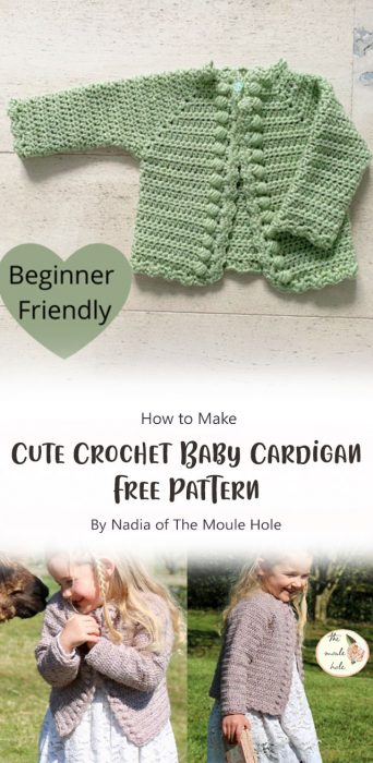 Cute Crochet Baby Cardigan- Free Pattern By Nadia of The Moule Hole