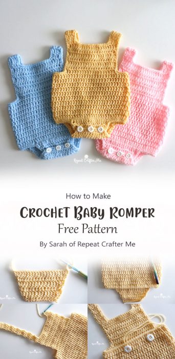 Crochet Baby Romper By Sarah of Repeat Crafter Me