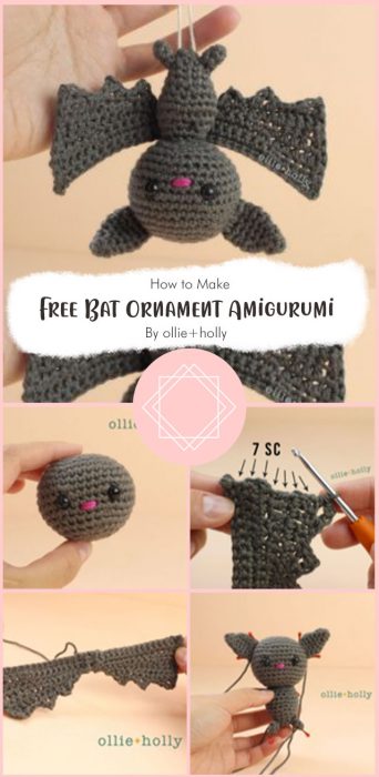 Free Bat Ornament Amigurumi Crochet Pattern By ollie+holly