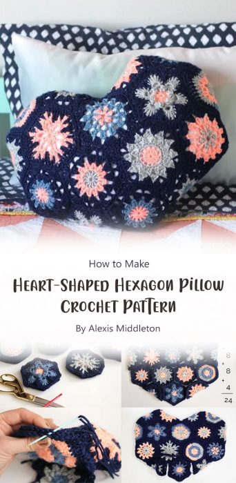 Heart-Shaped Hexagon Pillow Crochet Pattern By Alexis Middleton