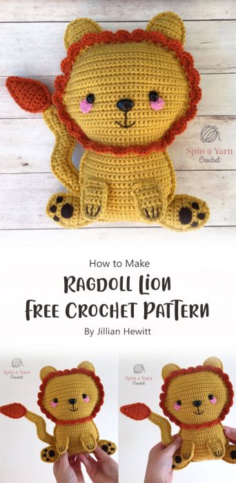 Ragdoll Lion Free Crochet Pattern By Jillian Hewitt