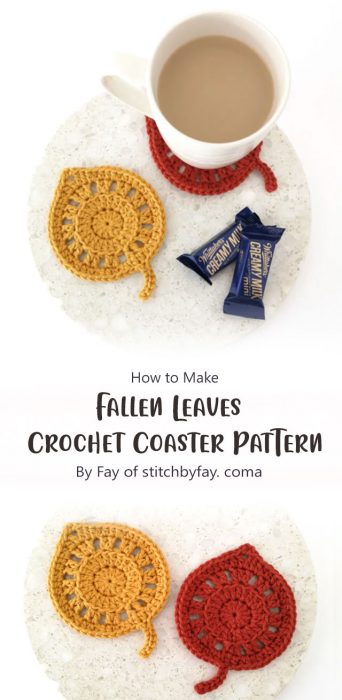 Fallen Leaves Crochet Coaster Pattern By Fay of stitchbyfay. com