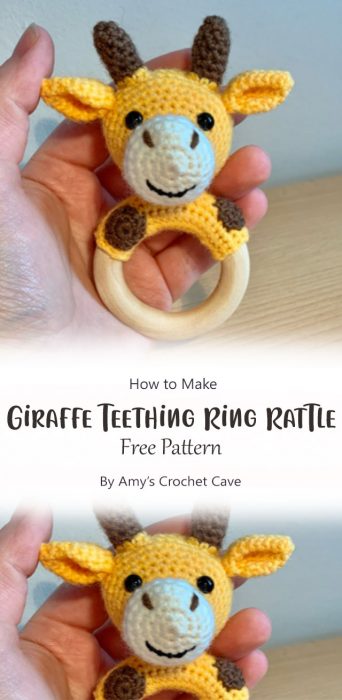 Giraffe Teething Ring Rattle By Amy’s Crochet Cave
