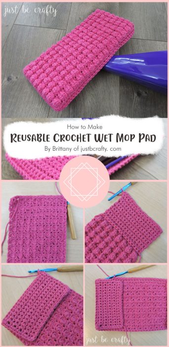 Reusable Crochet Wet Mop Pad Pattern By Brittany of justbcrafty. com