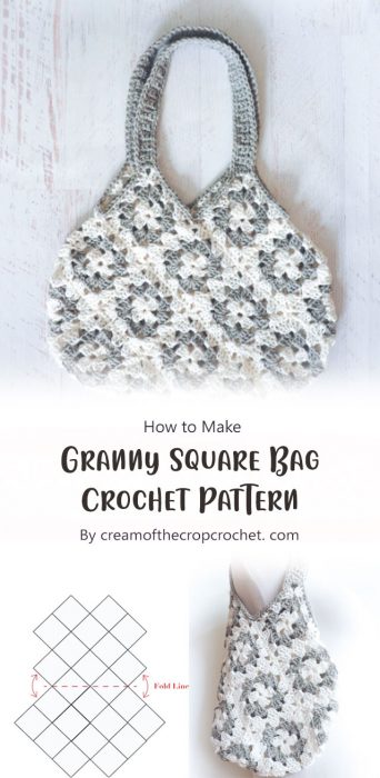 Granny Square Bag Crochet Pattern By creamofthecropcrochet. com