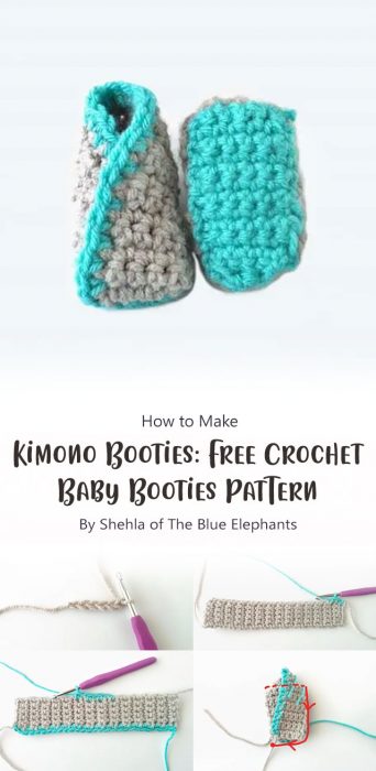 Kimono Booties: Free Crochet Baby Booties Pattern By Shehla of The Blue Elephants