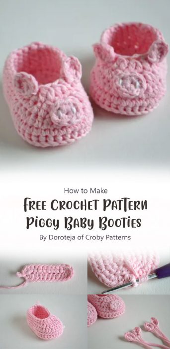 Free Crochet Pattern Piggy Baby Booties By Doroteja of Croby Patterns