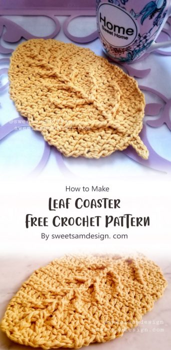 Leaf Coaster Free Crochet Pattern By sweetsamdesign. com