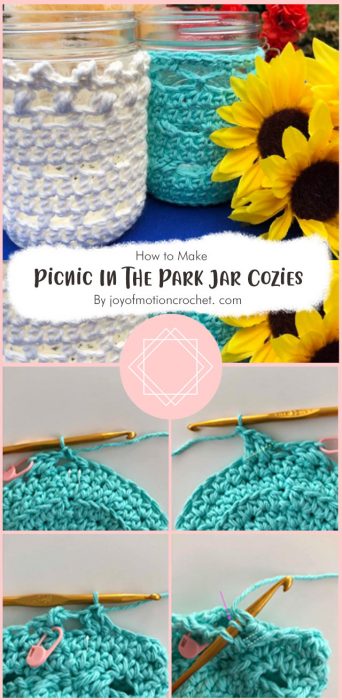 Picnic In The Park Jar Cozies – Free Crochet Pattern By joyofmotioncrochet. com