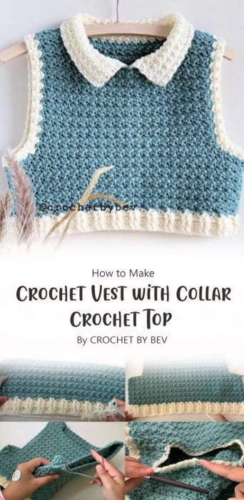 Crochet Vest with Collar - Crochet Top By CROCHET BY BEV