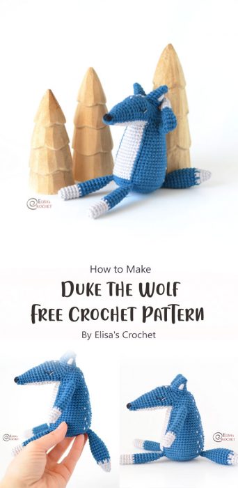 Duke the Wolf Free Crochet Pattern By Elisa's Crochet