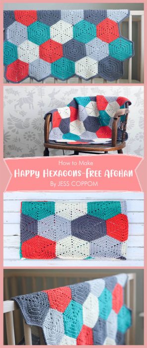 “Happy Hexagons” Free Crochet Afghan Pattern By JESS COPPOM