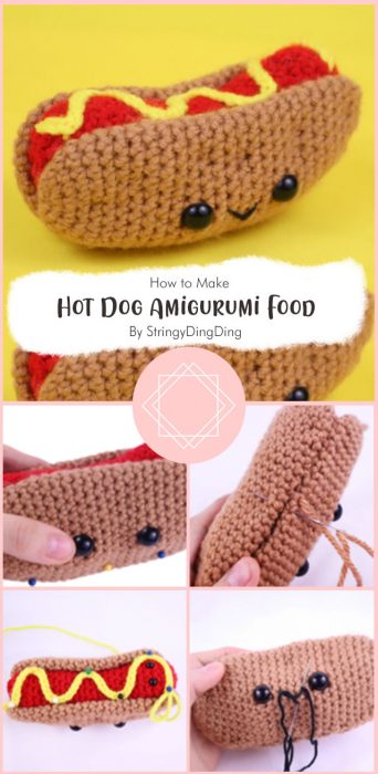 Hot Dog Amigurumi Food - Free Crochet Pattern By StringyDingDing