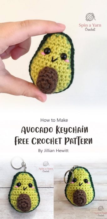 Avocado Keychain Free Crochet Pattern By Jillian Hewitt