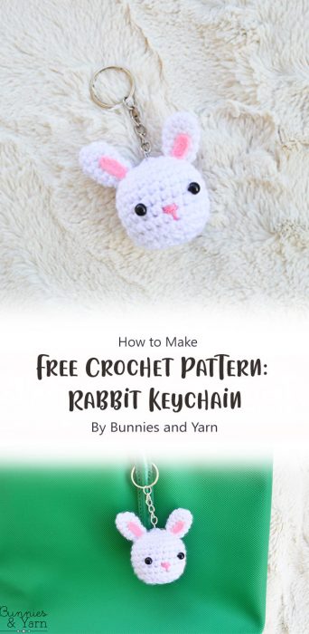 Free Crochet Pattern: Rabbit Keychain By Bunnies and Yarn