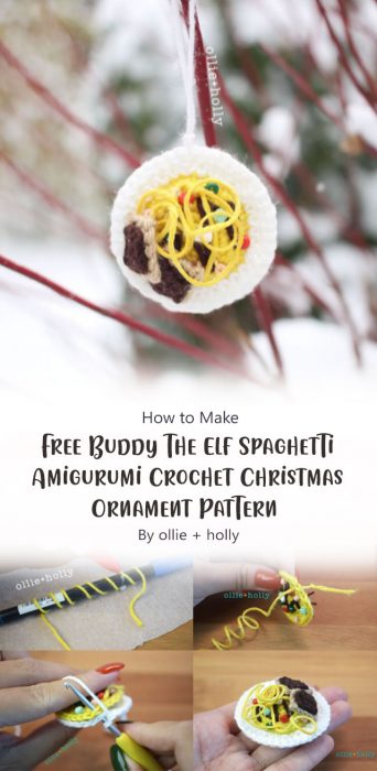 Free Buddy The Elf Spaghetti Amigurumi Crochet Christmas Ornament Pattern By ollie + holly