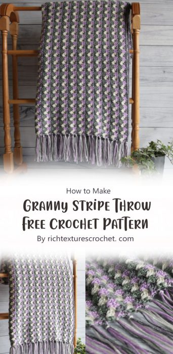 Granny Stripe Throw Free Crochet Pattern By richtexturescrochet. com
