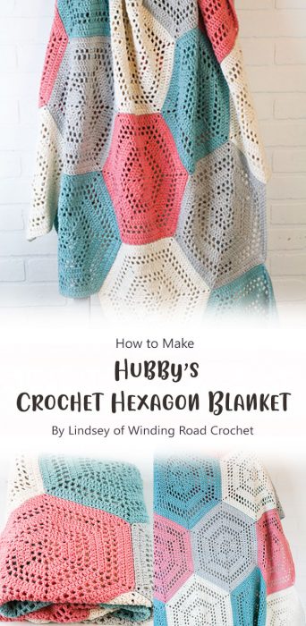 Hubby’s Crochet Hexagon Blanket By Lindsey of Winding Road Crochet