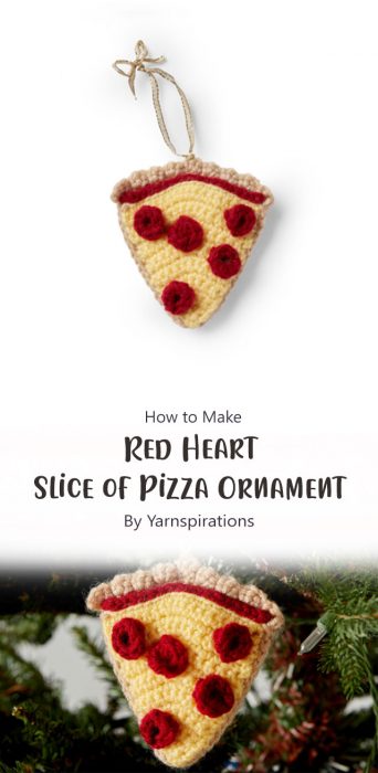 Red Heart Slice of Pizza Ornament By Yarnspirations