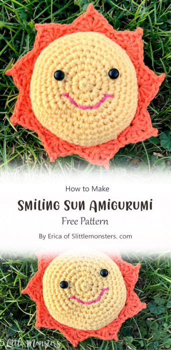 Smiling Sun Amigurumi By Erica of 5littlemonsters. com