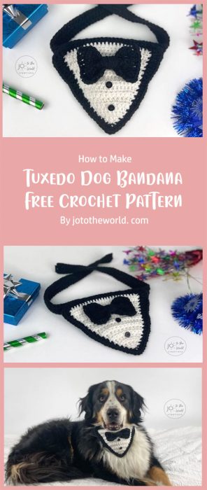 Tuxedo Dog Bandana - Free Crochet Pattern By jototheworld. com