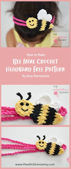 “Bee Mine" Crochet Headband - Free Pattern By Amy Ramnarine