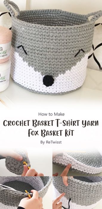 Crochet Basket T-Shirt Yarn Fox Basket Kit By ReTwisst