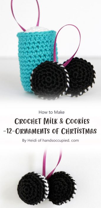 Crochet Milk & Cookies Ornaments - 12 Ornaments of Chrtistmas By Heidi of handsoccupied. com