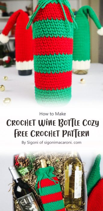 Crochet Wine Bottle Cozy - Free Crochet Pattern By Sigoni of sigonimacaroni. com