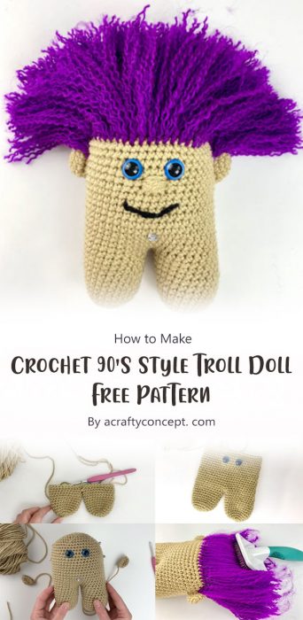 Easy Crochet 90'S Style Troll Doll - Free Pattern By acraftyconcept. com