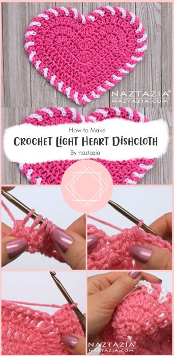 How to Crochet Light Heart Dishcloth By naztazia