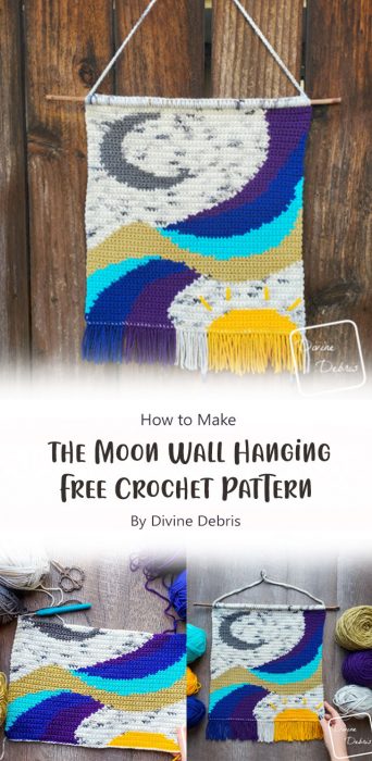 Make Your Own Light with the Follow the Moon Wall Hanging Free Crochet Pattern By Divine Debris