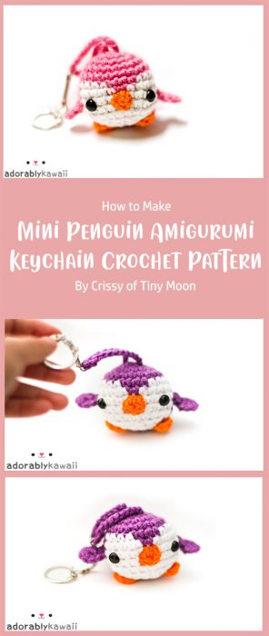 Mini Penguin Amigurumi Keychain Crochet Pattern By Crissy of Tiny Moon