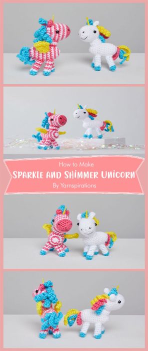 Red Heart Sparkle and Shimmer Crochet Unicorn By Yarnspirations