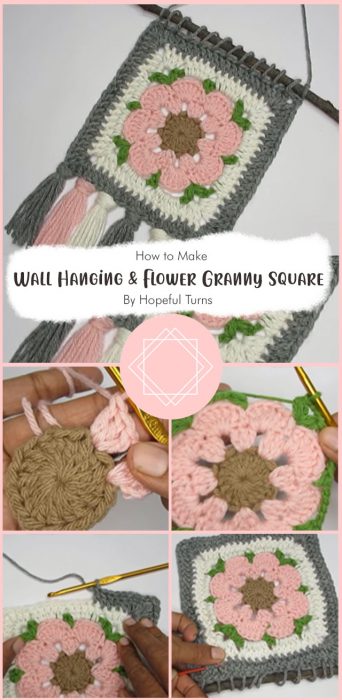 How to Crochet a Wall Hanging with Flower Granny Square Dreamcatcher By Hopeful Turns