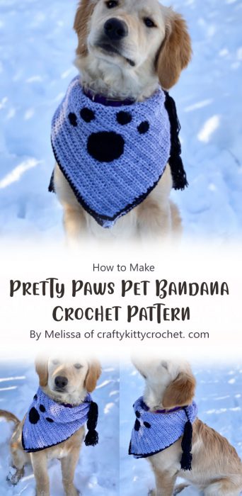 Pretty Paws Pet Bandana - Crochet Pattern By Melissa of craftykittycrochet. com