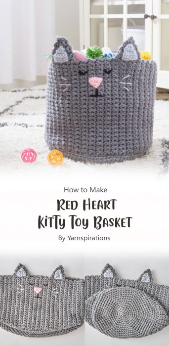 Red Heart Kitty Toy Basket By Yarnspirations
