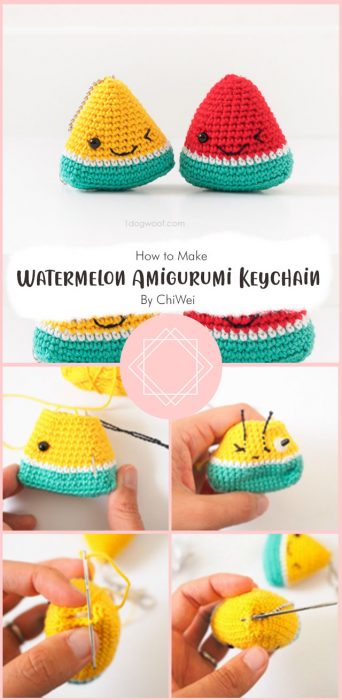Watermelon Amigurumi Keychain Summer Stocking Stuffer By ChiWei