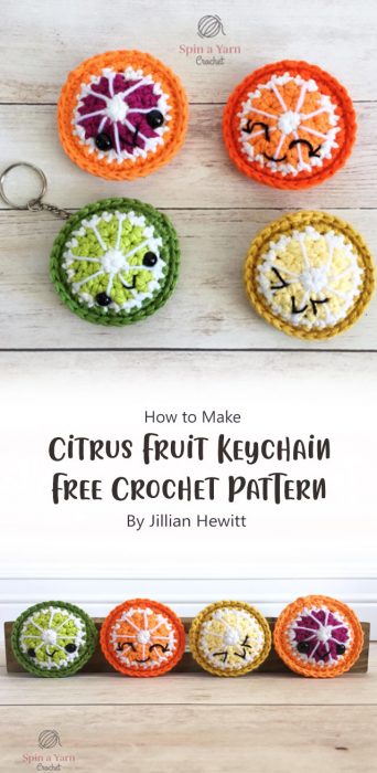 Citrus Fruit Keychain Free Crochet Pattern By Jillian Hewitt