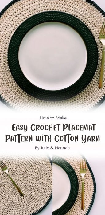 Easy Crochet Placemat Pattern with Cotton Yarn By Julie & Hannah