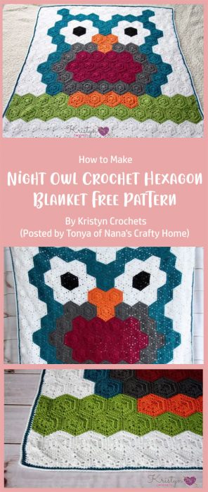 Night Owl Crochet Hexagon Blanket Free Pattern By Kristyn Crochets (Posted by Tonya of Nana's Crafty Home)
