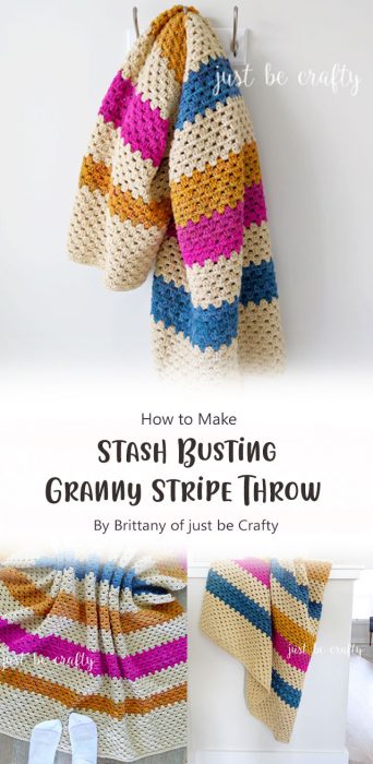 Stash Busting Granny Stripe Throw By Brittany of just be Crafty
