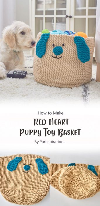 Red Heart Puppy Toy Basket By Yarnspirations