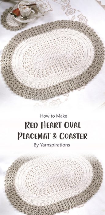 Red Heart Oval Placemat & Coaster By Yarnspirations