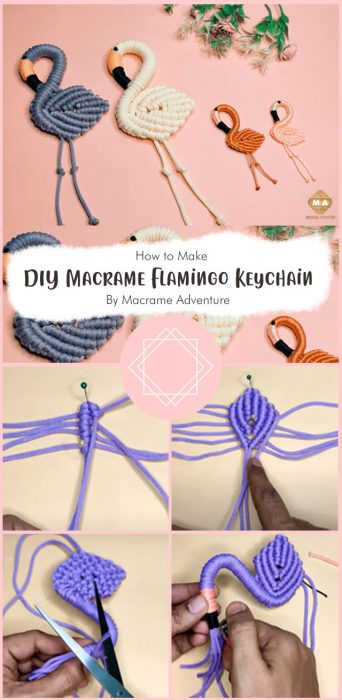 DIY Macrame Flamingo Keychain Tutorial By Macrame Adventure