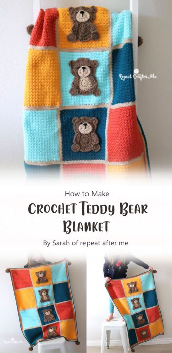 Crochet Teddy Bear Blanket By Sarah of repeat after me